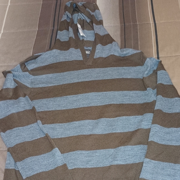Men's Aeropostale Brown and Gray Striped Hoodie Sweater L - Picture 5 of 9